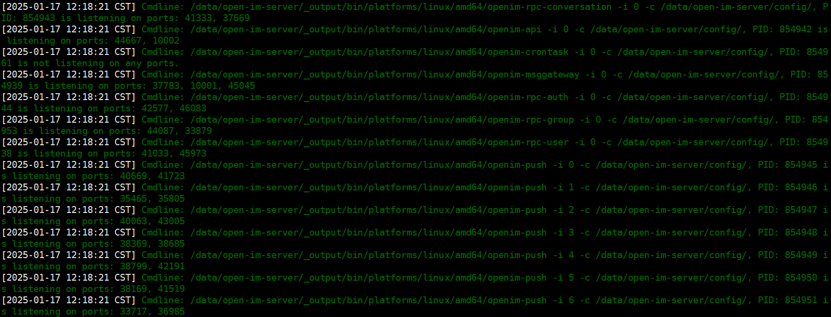 Service process list